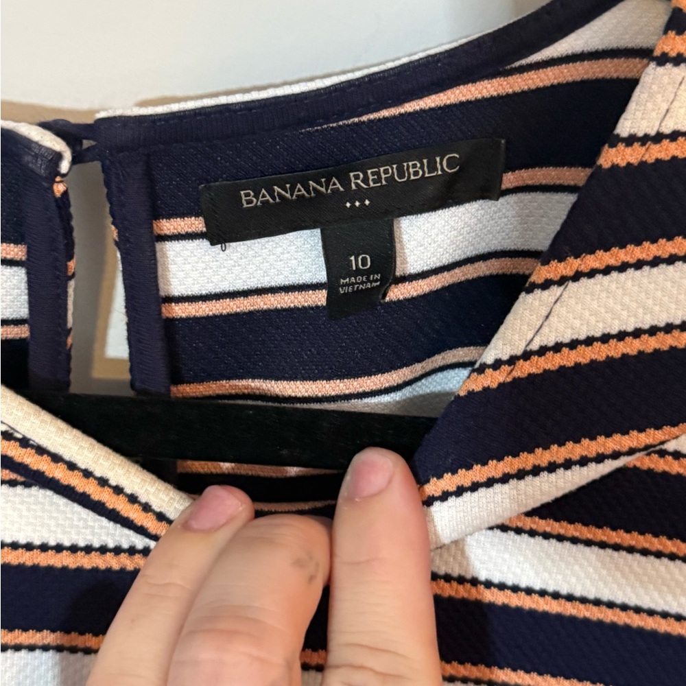 Banana Republic Navy, Yellow and White Striped Midi Dress - Picture 2 of 5